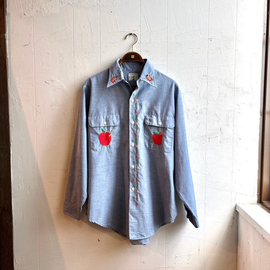【古着】BICKMAC 70's 刺繍 シャンブレーシャツ ヴィンテージ