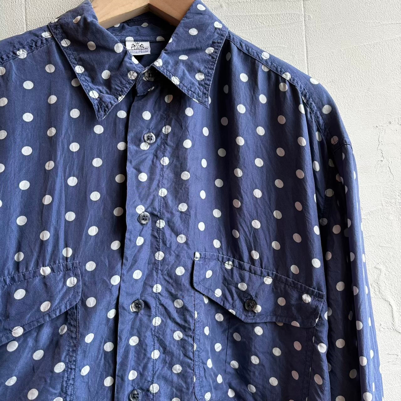 【古着】Walbusch / ヴァルブッシュ シルクドット シャツ ブルー