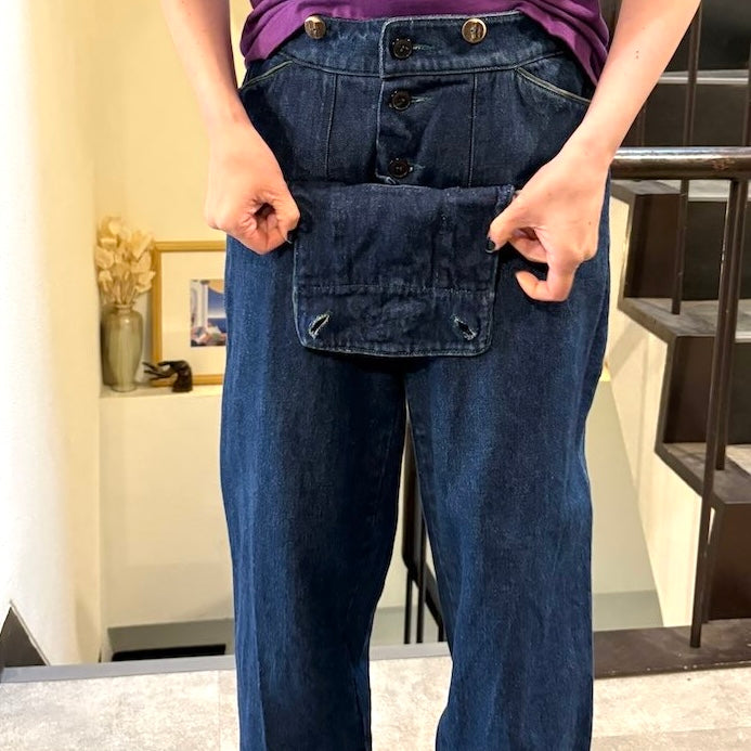 【古着】デニム フロントフラップ バック編み上げ