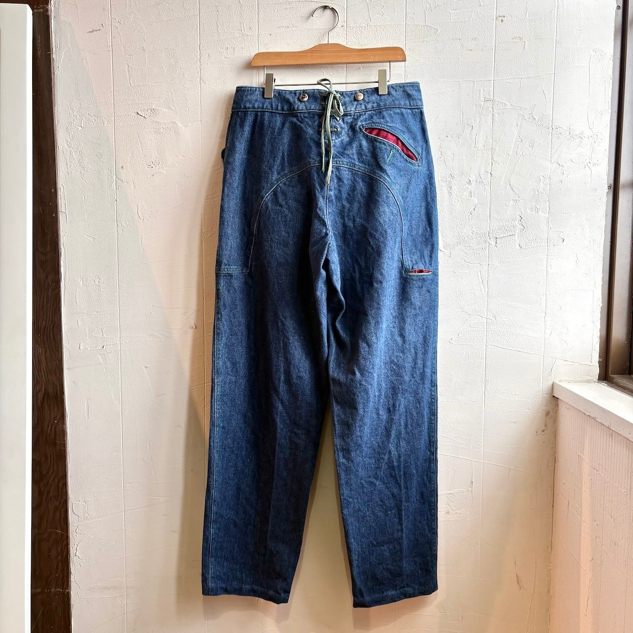 【古着】デニム フロントフラップ バック編み上げ