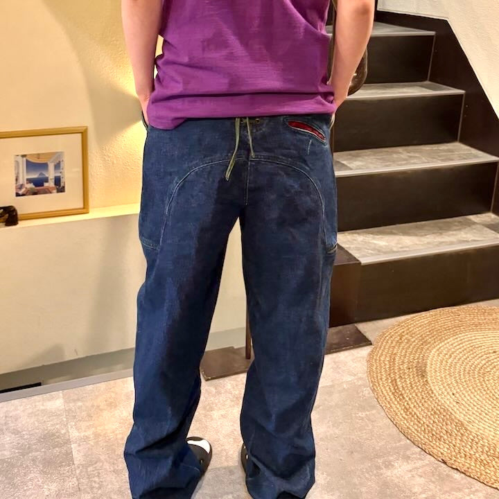 【古着】デニム フロントフラップ バック編み上げ