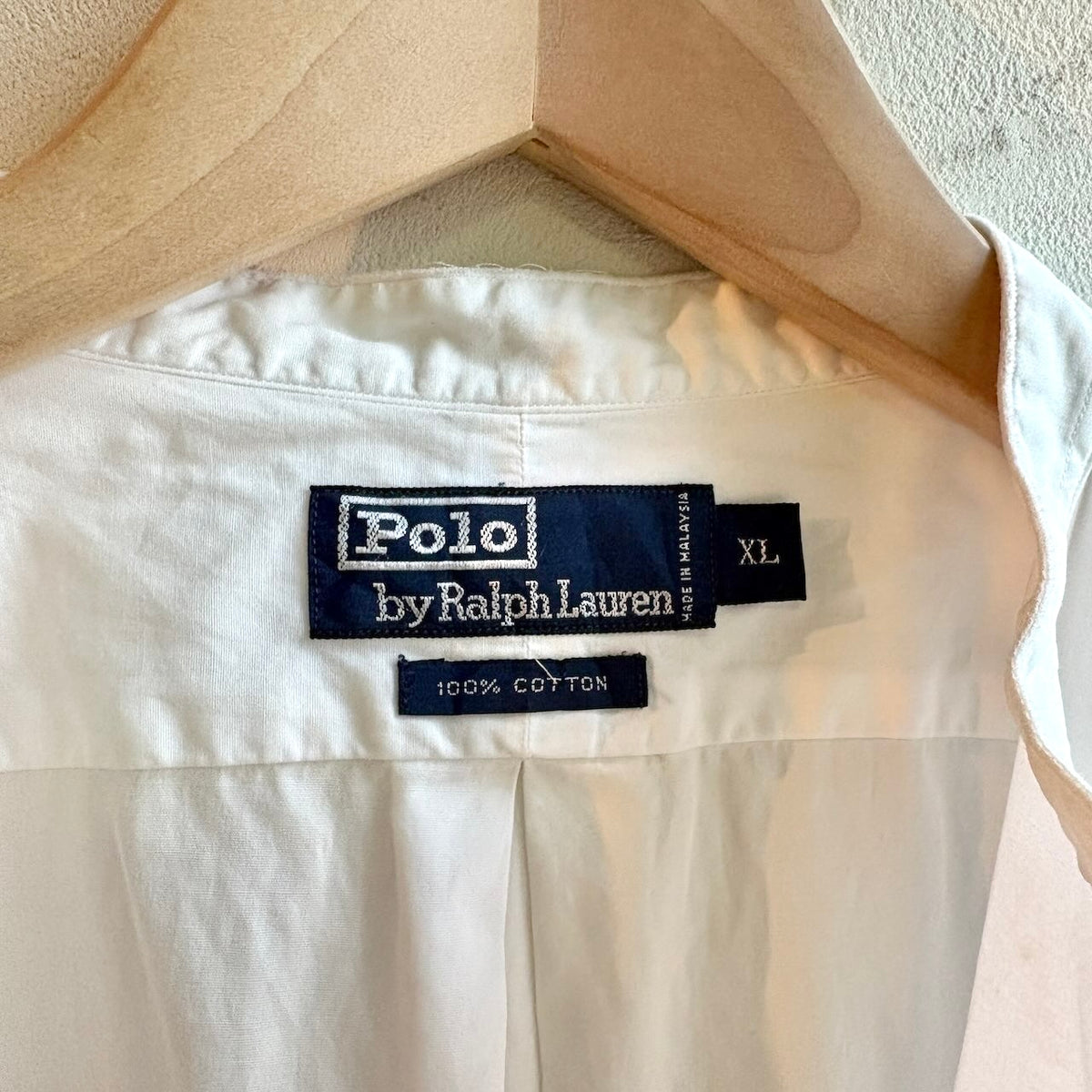 【古着】80s ポロ バイ ラルフローレン / Polo by Ralph Lauren バンドカラー 半袖シャツ 白