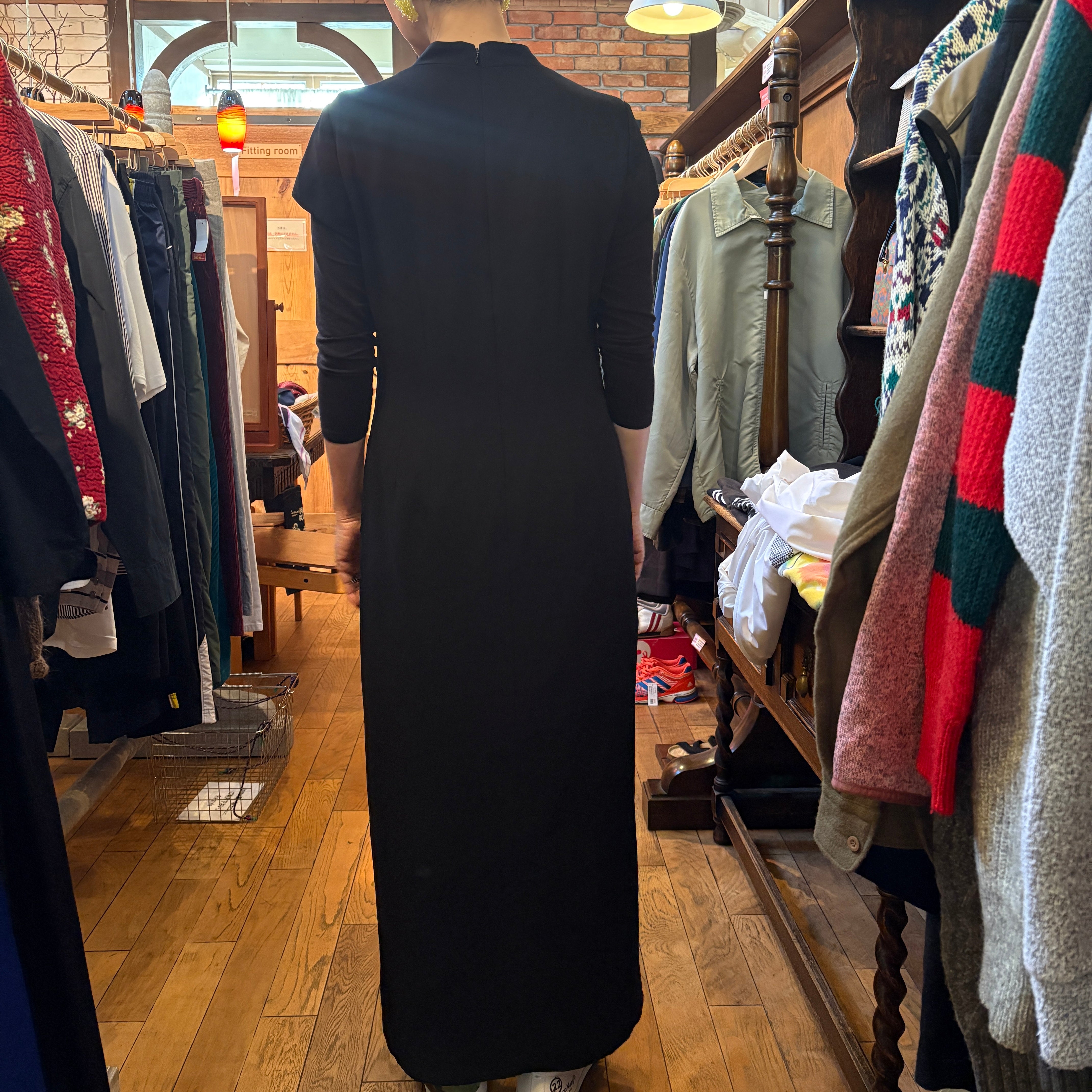 【古着】フォーマル スリット ワンピース ブラック レディース ヴィンテージ　