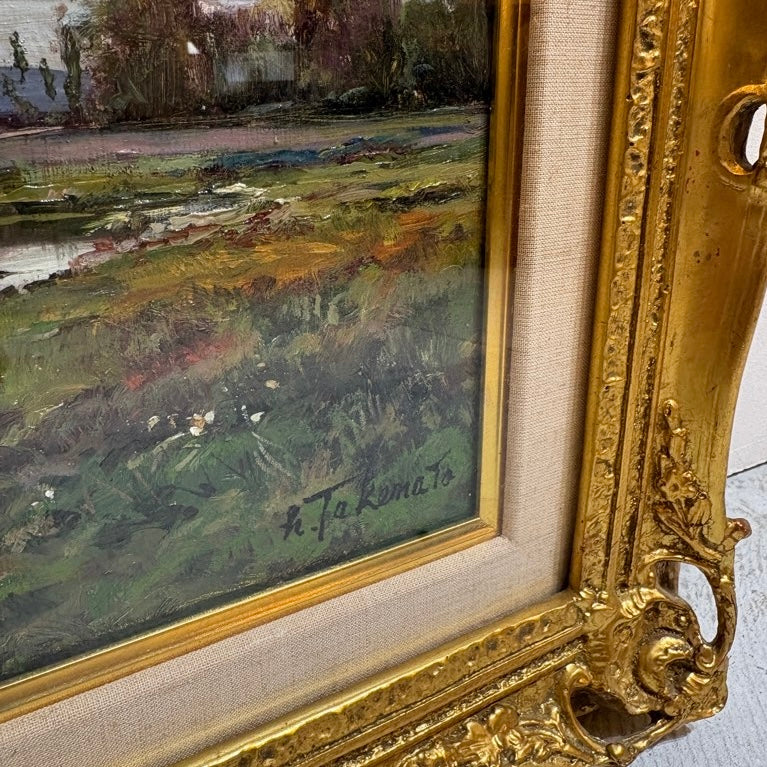 武本春根　「新緑の河岸」油彩画　【商談中】 - Restyle