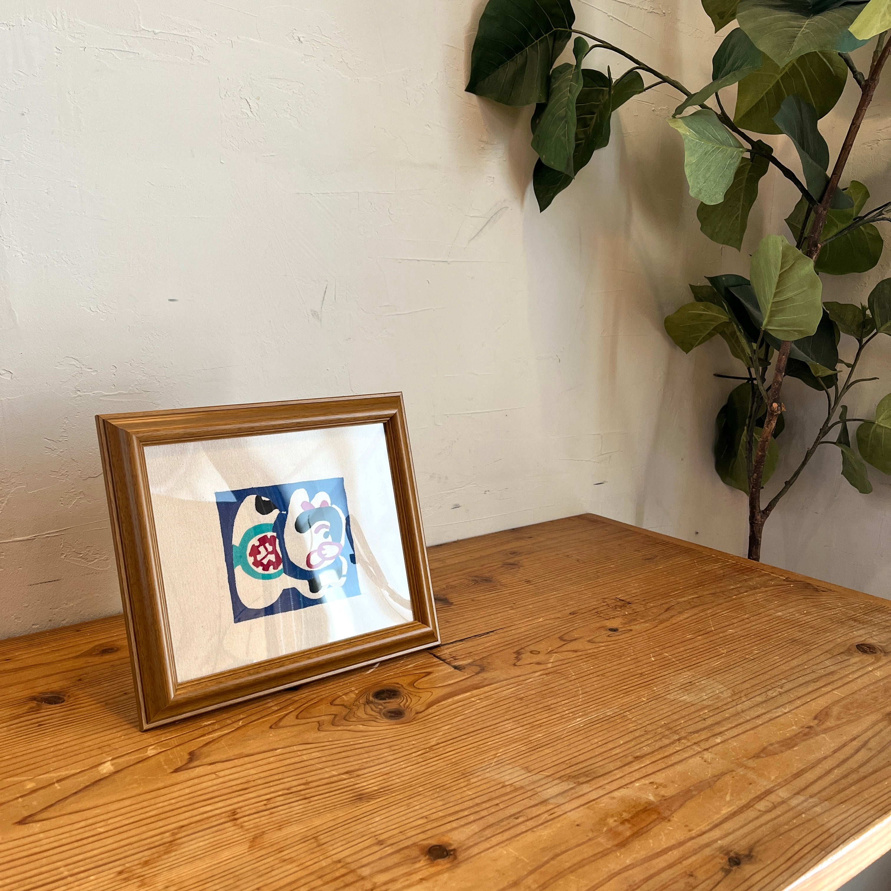 柚木沙弥郎 型染め絵 犬張子 額入り布 30×25