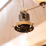 アンティーク ペンダントライト 【1】フリルガラスシェード 陶器製高さ調節滑車付きランプ