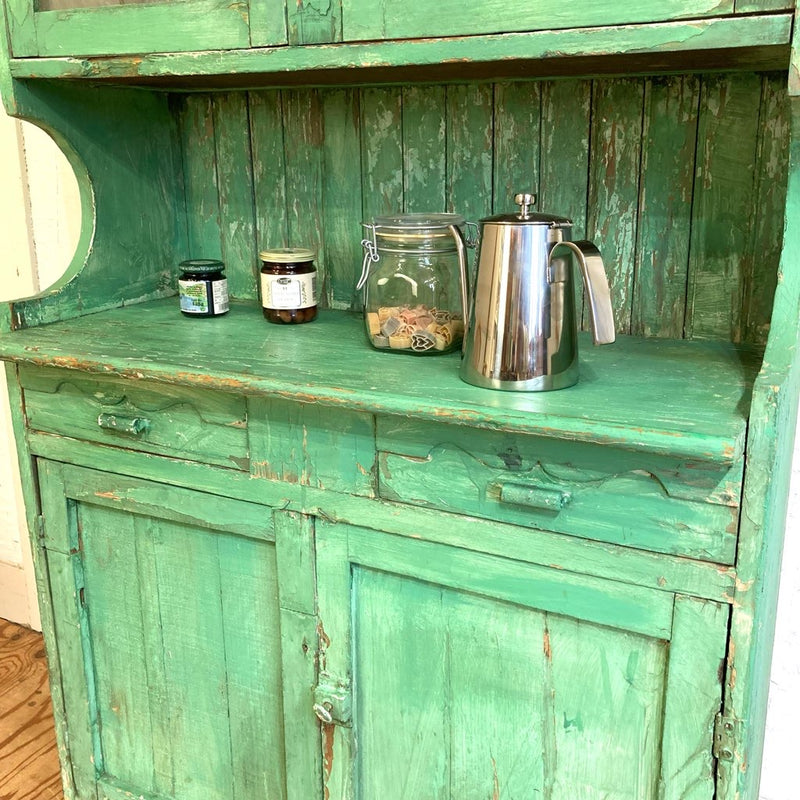 グリーン カップボード シャビー 英国 アンティーク 中古 緑 飾り棚