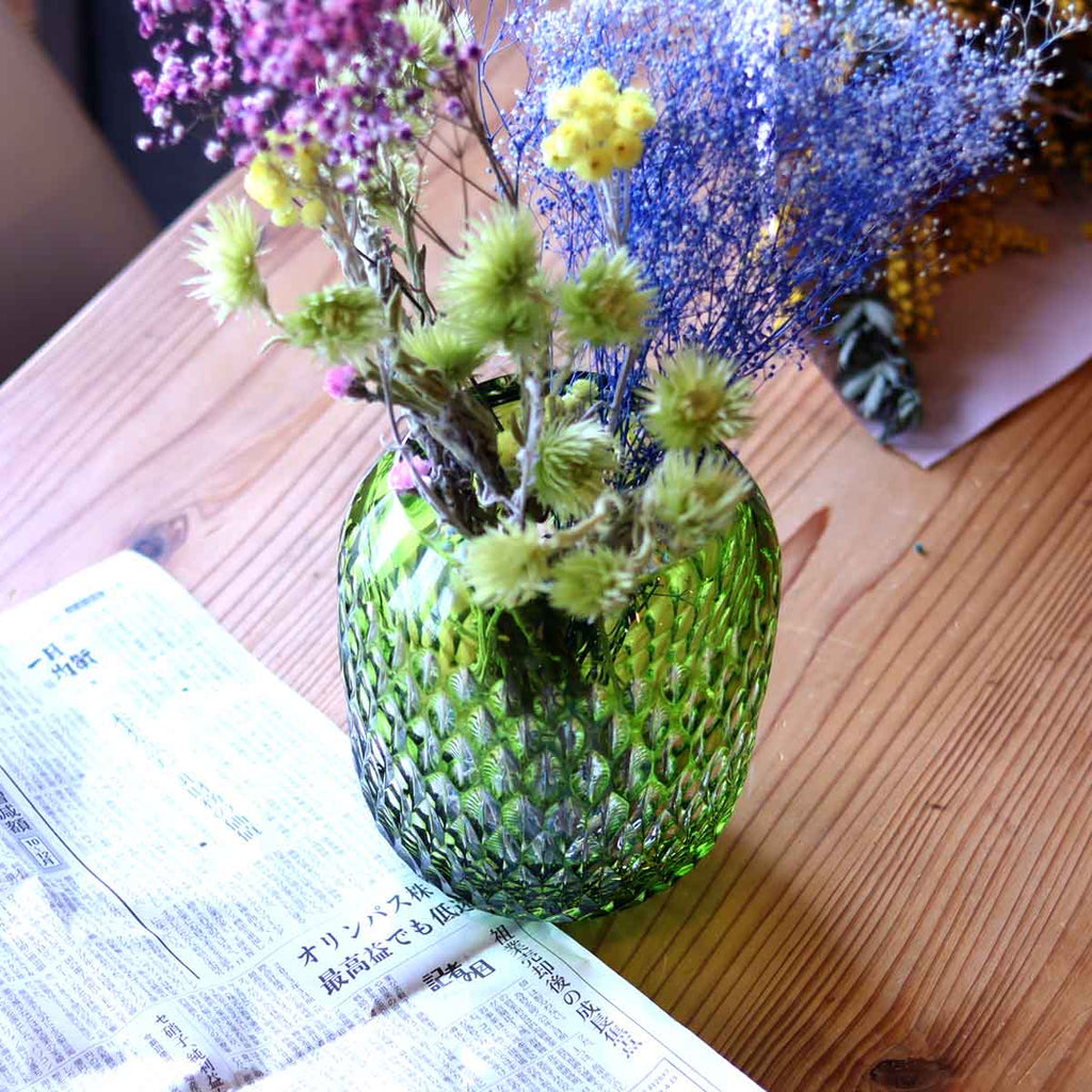 サンルイ クリスタル フラワーベース 花瓶 飾り壺 未使用品 共箱