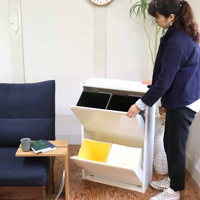 ドッタス / DOTTUS ウエストバスケット ダストボックス 4セパレーター ホワイト 中古