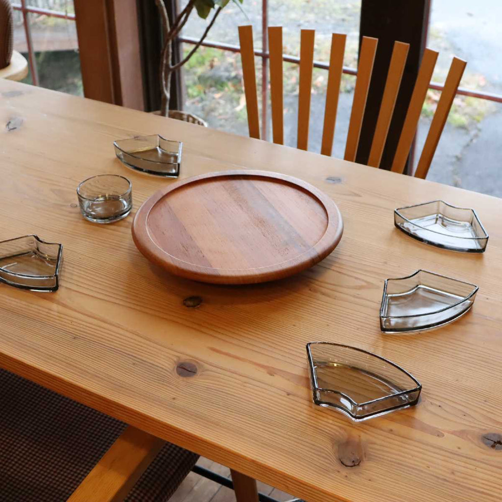 ディグスメッド / DIGSMED 木製回転トレイガラス皿セット デンマーク製