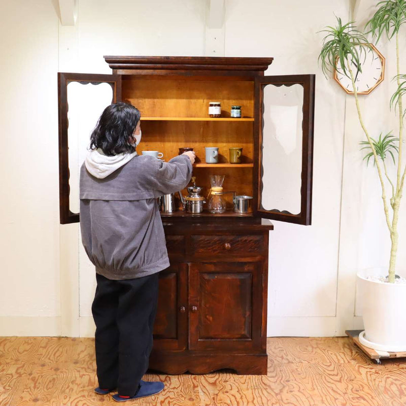 松本民芸家具 58型食器棚 カップボード リビングボード 本棚 中古 松本民芸家具 58型食器棚 カップボード リビングボード 本棚 中古