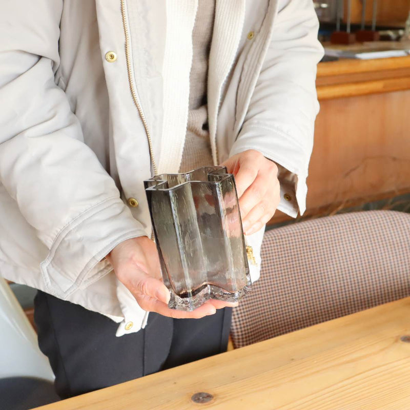ホルムガード / Holmegaard クロスベース グレー フラワーベース H12 花器 花瓶 中古