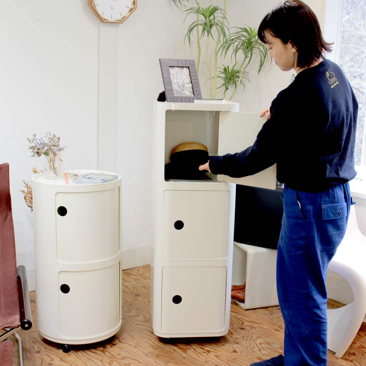 カルテル / Kartell コンポ二ビリ ラウンドエレメント 2段 ホワイト キャスター付き イタリア製 中古