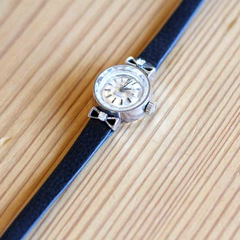 オメガ / OMEGA カットガラス 2Pダイヤ 【26】レディース  アンティーク腕時計 中古