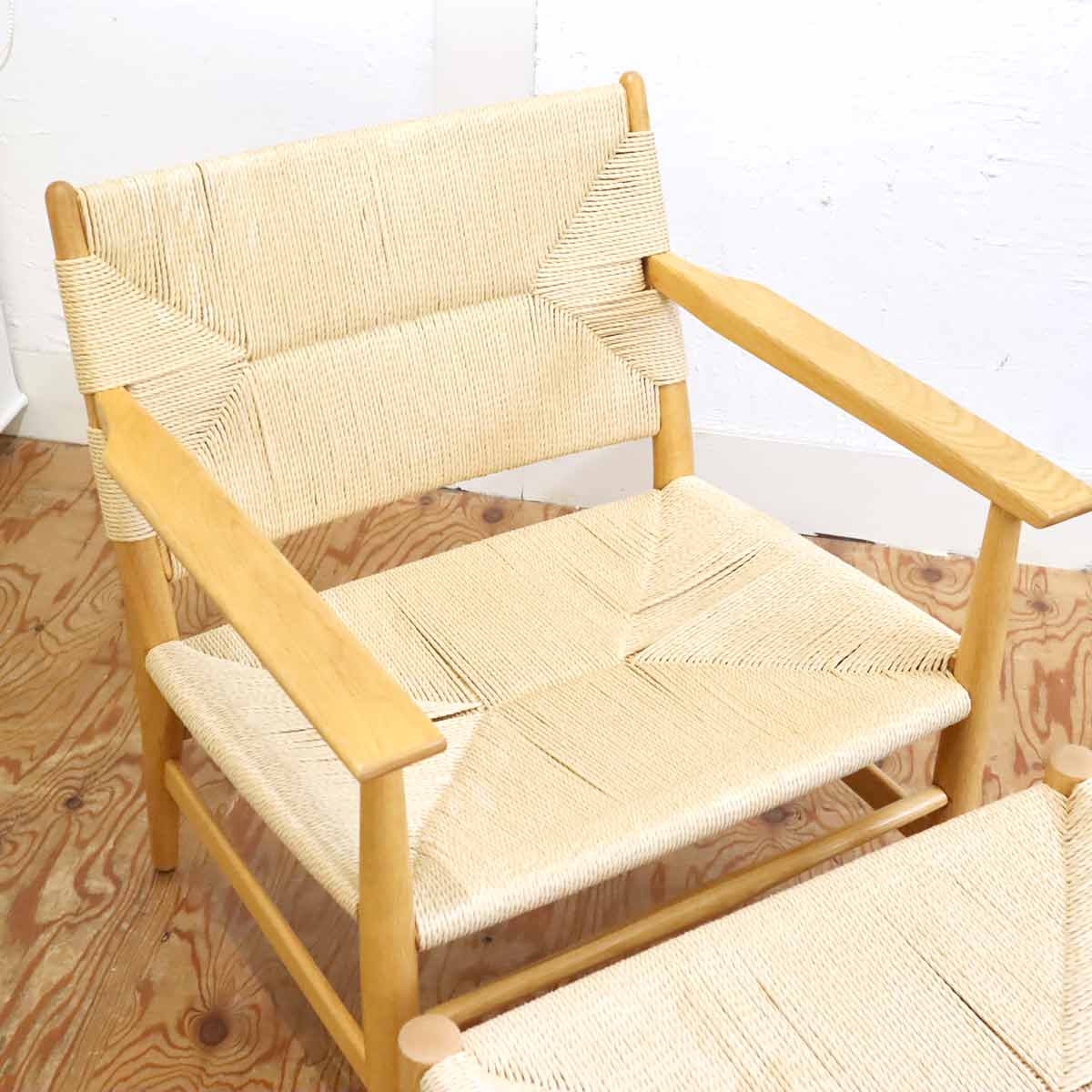 ワイス・ワイス / WISE・WISE チノ / CHINO ラウンジチェア オットマン付 オーク ペーパーコード 中古