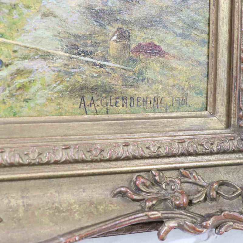 アルフレッド・オーガスタス・グレンデニング / A.A.Glendening 油絵 1901 Eaton Gallery 中古