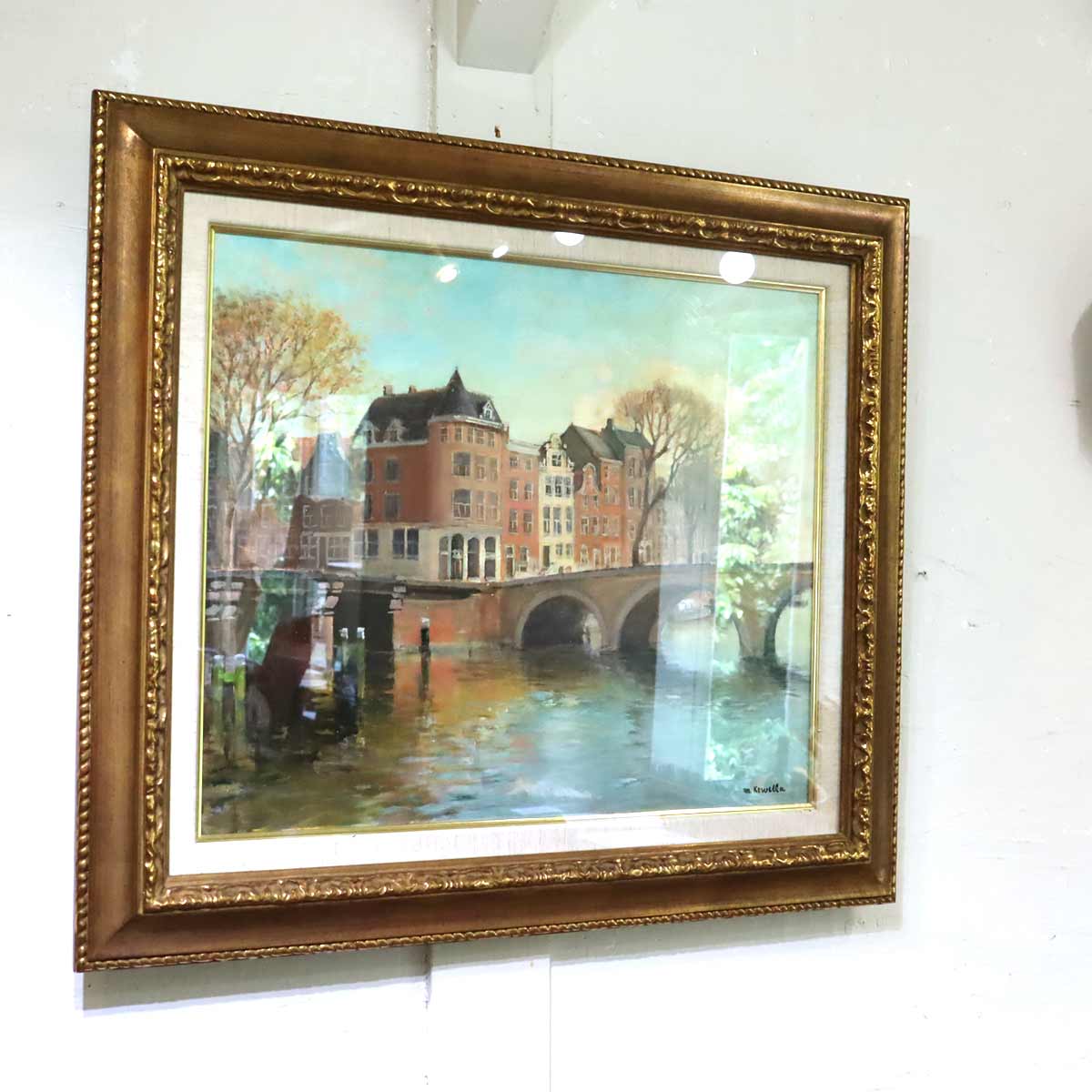 マルセル・ケルヴェラ / Marcel Kervella レギュラー運河 油彩 油絵 風景画 中古