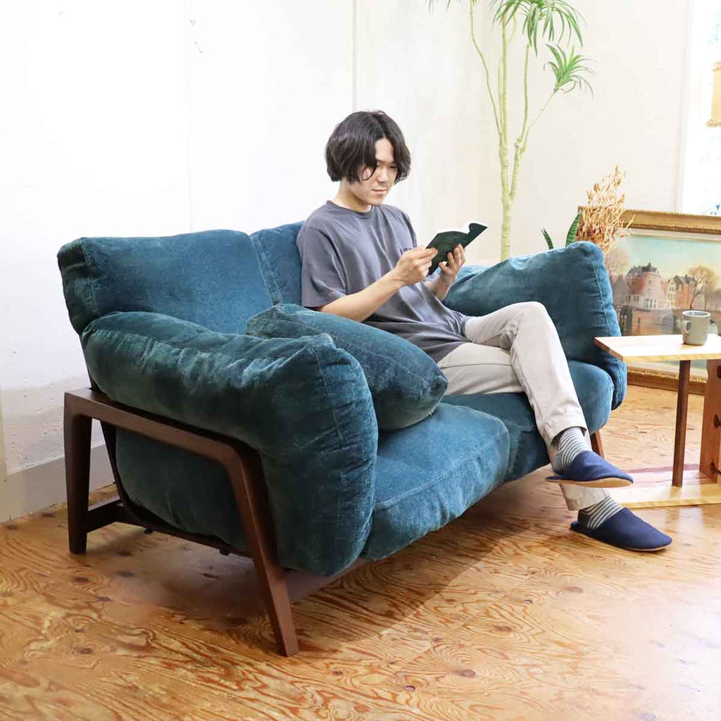 冨士ファニチア / FUJI FURNITURE nagi ワイド2Pソファ ブルー 布張り