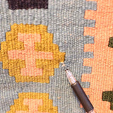 キリムラグ アクセントラグ 手織り ラグマット 幅150×奥行100 中古