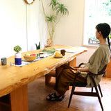 ニレ 楡 一枚板テーブル 大きなテーブル 天然木 無垢材  耳付き 幅260 中古