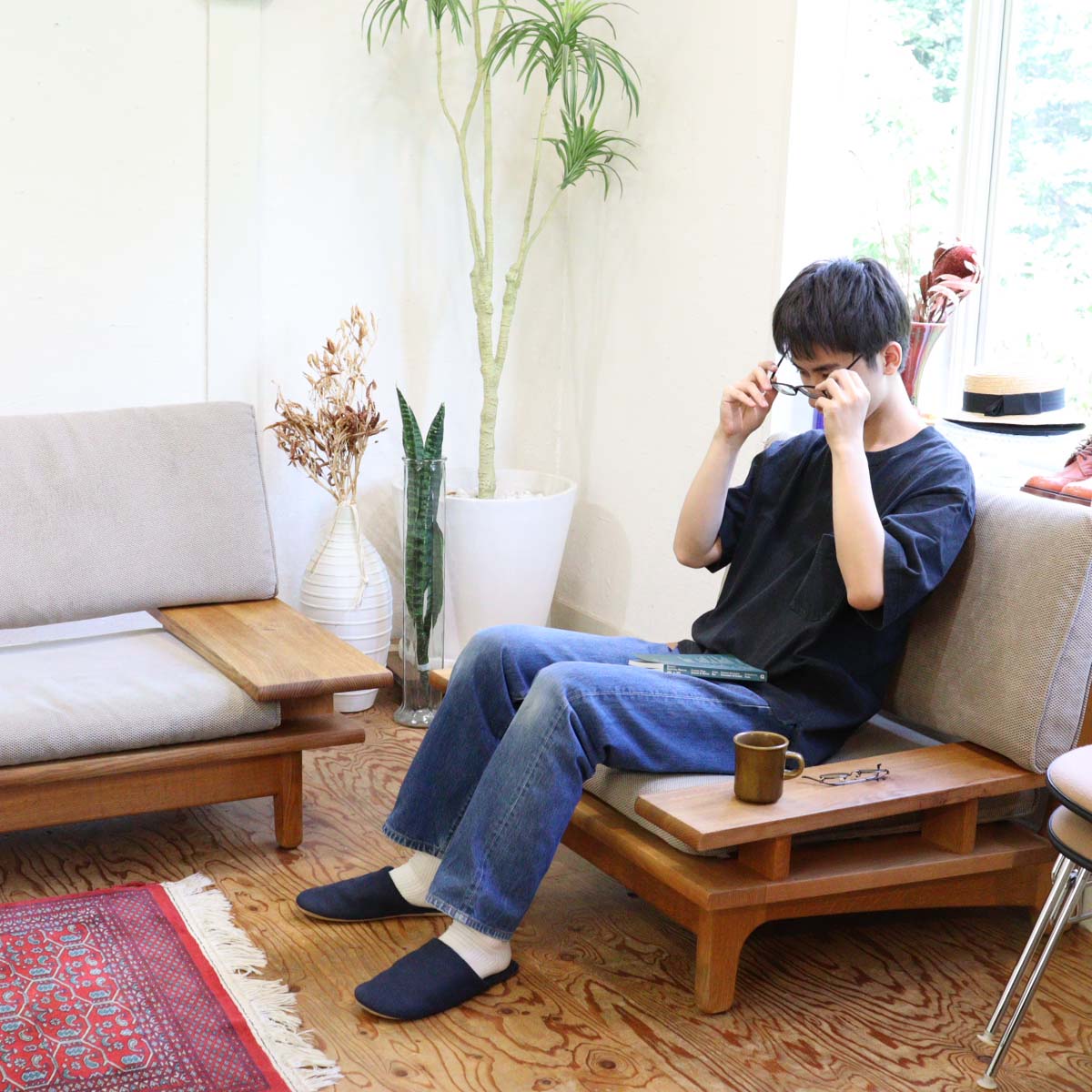 飛騨産業 / HIDA キツツキ 森のことば 1Pソファ【2】 ローソファ 佐々木 敏光 中古