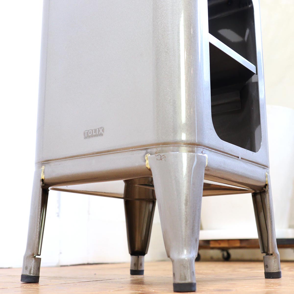 トリックス / TOLIX スツール キャビネット シェルフ サイドテーブル シルバー フランス製 中古
