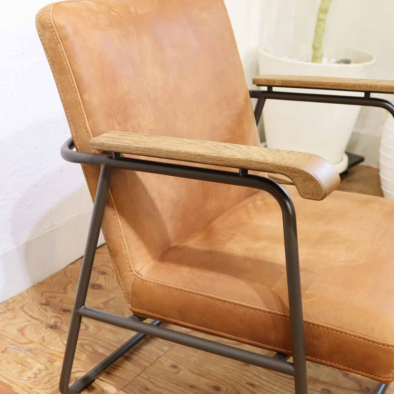 タブレザーワークス / Tabu Leather Works キャップソファ / Cap sofa 1P オイルレザー スチール 中古
