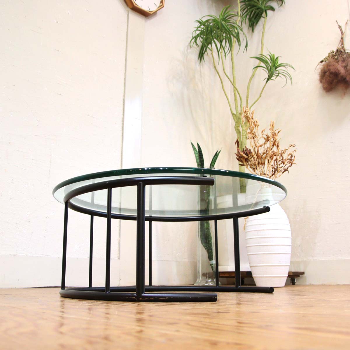 HUKLA フクラ ガラス丸テーブル センターテーブル　70cm メッキシルバー 展示品 アクタス フクラ ガラス TMR センターテーブル コーヒー