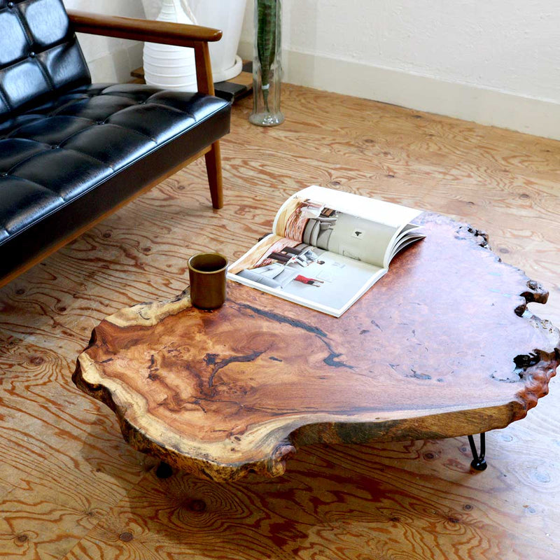 リバイブモブラープロジェクト  カリン こぶ座卓 リメイク家具 地球環境にいちばん優しい家具