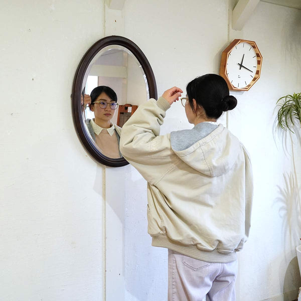 マルニ木工 / maruni ウォールミラー 鏡 オーバル型 中古 楕円 木製 円