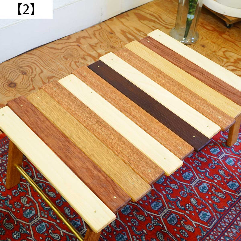 リバイブモブラープロジェクト アウトドアテーブル 真鍮 総無垢材 不要になった古い家具の木材から作った 折り畳めるテーブル SDGs 【小】