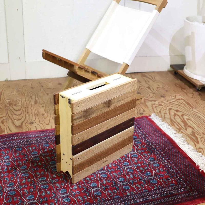 リバイブモブラープロジェクト 不要になった古い家具の木材から作った折り畳めるアウトドアテーブル 【中】  折りたたみテーブル 地球環境にいちばん優しい家具 SDGs
