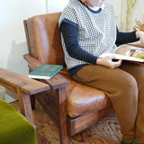 吉桂 ウイスキーオークシリーズ 一人掛けソファ クッションタイプ 本革 展示品