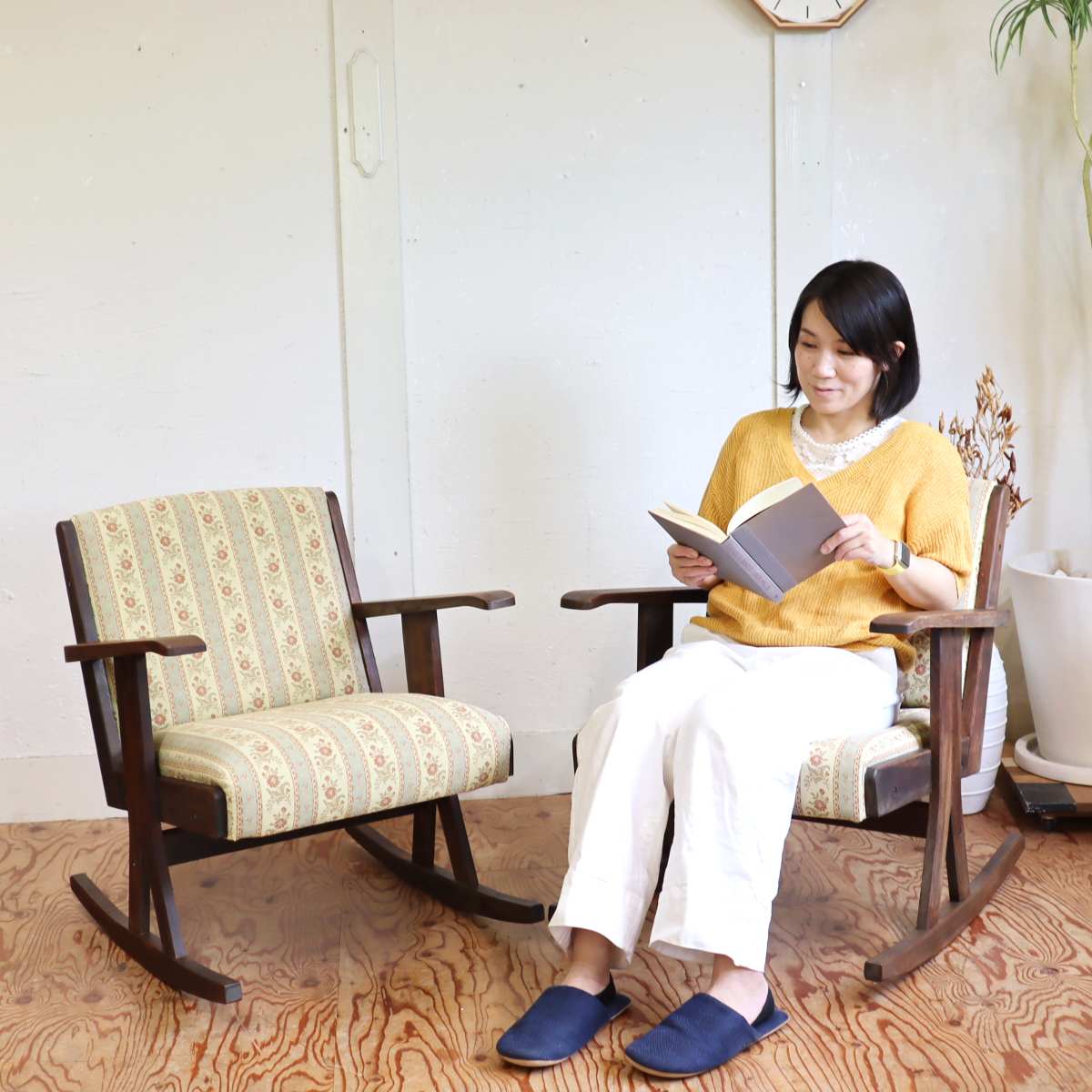 飛騨家具 ロッキングチェア【1】花柄 クラシック アンティーク