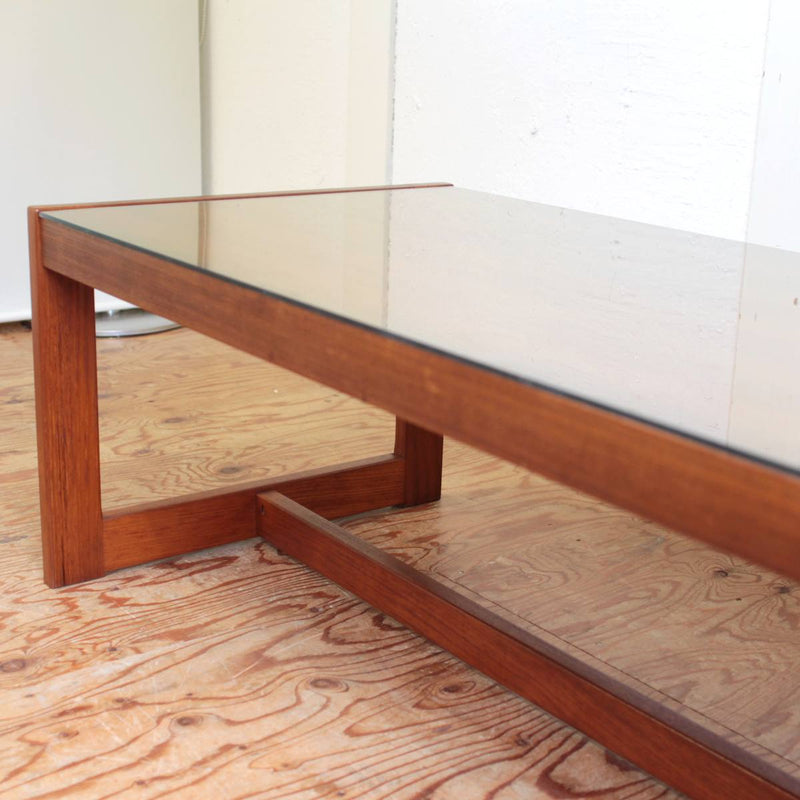 コスガ / KOSUGA ガラス天板ローテーブル チーク材 ヴィンテージ