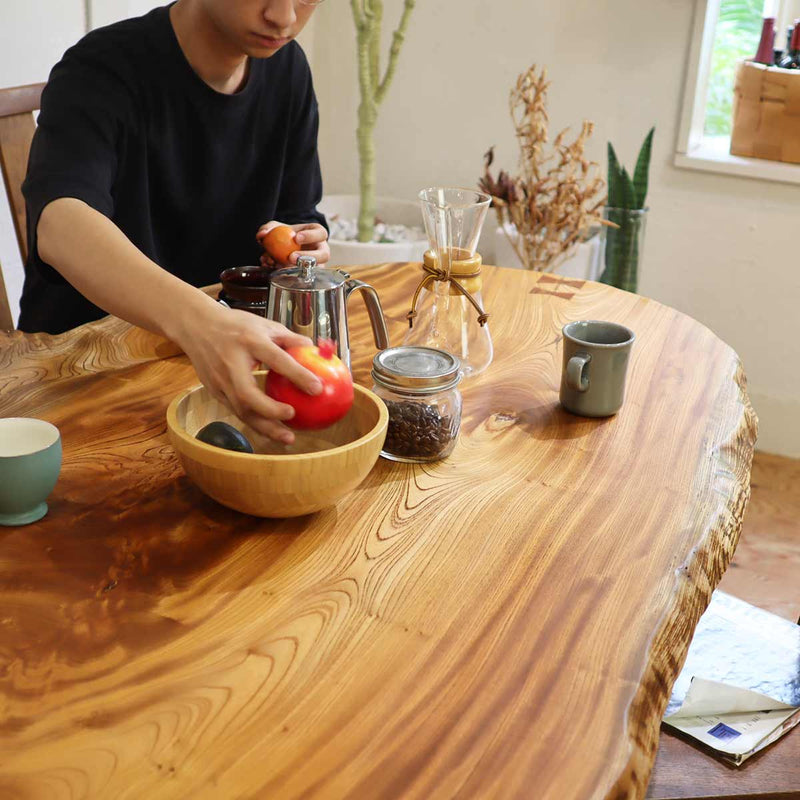 一枚板 テーブル ケヤキ 耳付き ダイニングテーブル 中古