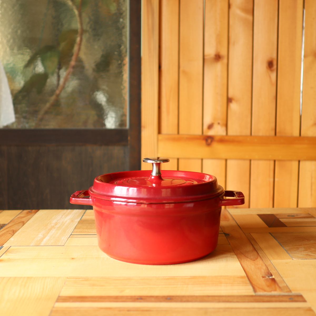 ストウブ / STAUB ピコ ココット 鋳物ホーロー鍋 18cm 赤 中古