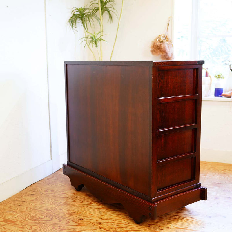 車箪笥 和家具 4段 中古 日本 伝統 渋い 工芸 鍵付き japanese