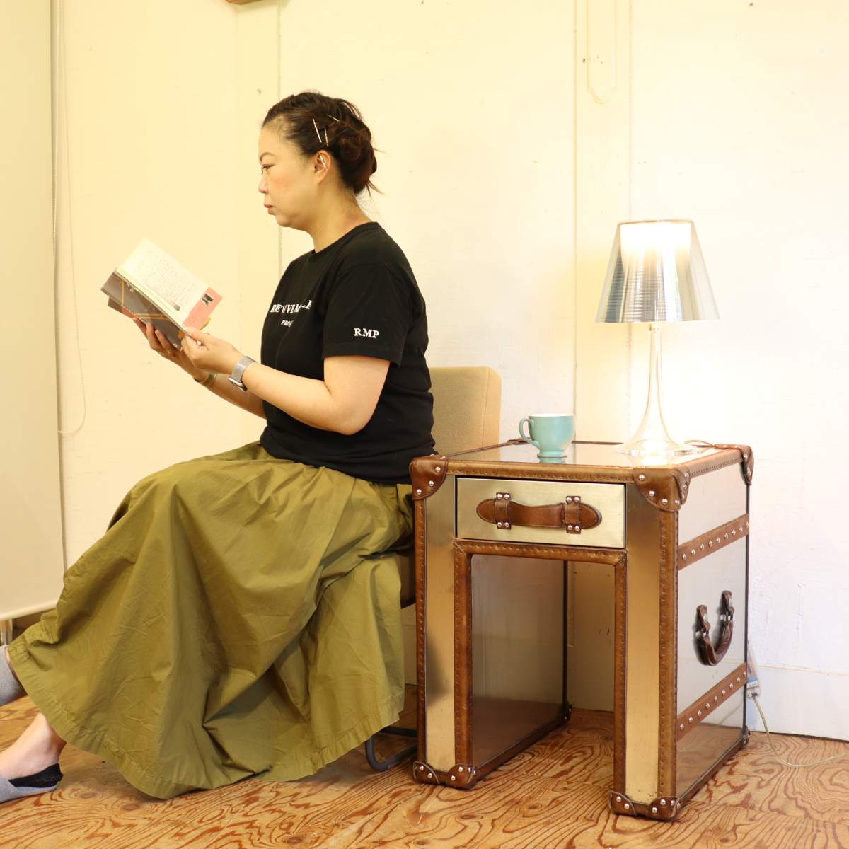 HALO STONYHURST LARGE LAMP TABLE BRUSHED STEEL / ハロ ス