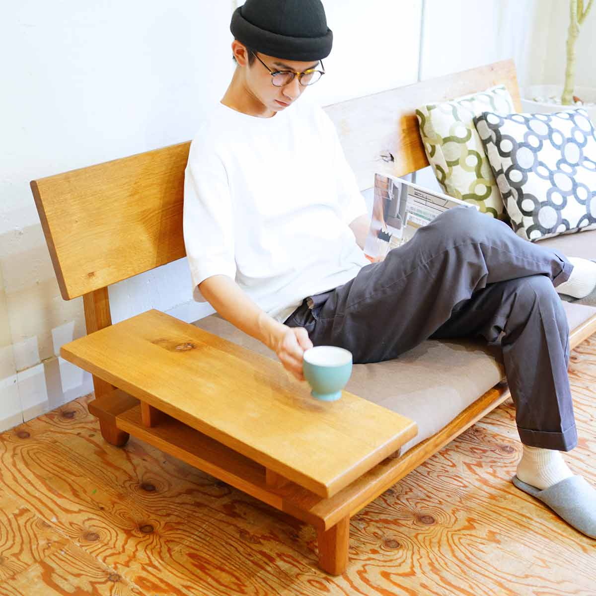 飛騨産業 / HIDA キツツキ 森のことば 3Pソファ ローソファ 佐々木 敏光 中古　