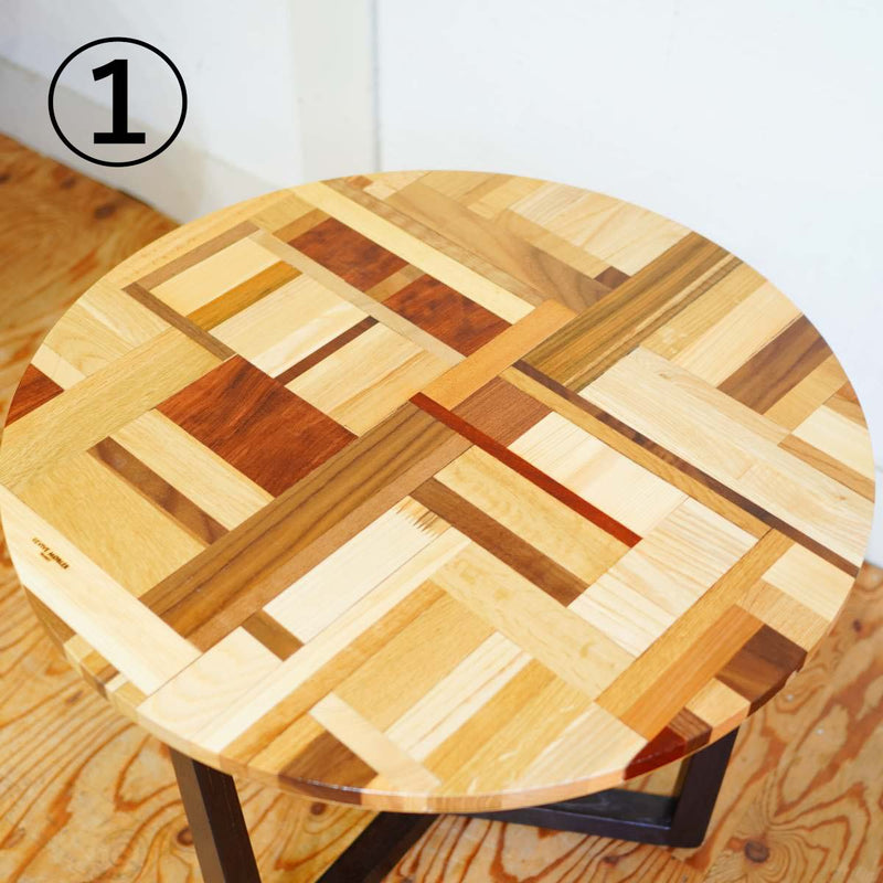 不要になった古い家具の木材から作ったスクラップウッドコーヒーテーブル  サイドテーブル リバイブモブラープロジェクト