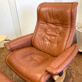 エコーネス / EKORNES ロイヤル ストレスレスチェア ＆ オットマン テーブル付き リクライニングチェア 本革 中古