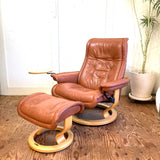 エコーネス / EKORNES ロイヤル ストレスレスチェア ＆ オットマン テーブル付き リクライニングチェア 本革 中古