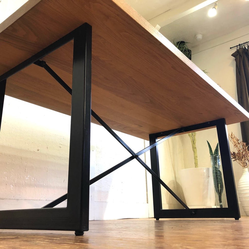 ダイニングテーブル オーク無垢材 鉄脚 中古 幅160cm