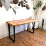 ケヤキ一枚板の小ぶりなダイニングテーブル デスク リメイク家具 再生家具 リバイブモブラープロジェクト