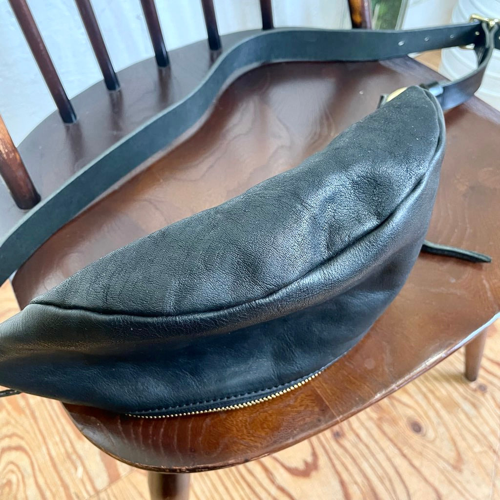 スロウ / SLOW ルボーノ / rubono ファニーパック / fanny pack ウエストポーチ 本革 ブラック 日本製  中古
