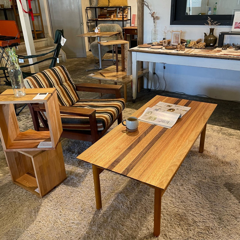 リバイブモブラープロジェクト 不要になった古い家具の木材から作ったテーブル ソリッドセンターテーブル  総無垢材 ウォールナットオーク SDGs 地球環境にいちばん優しい家具