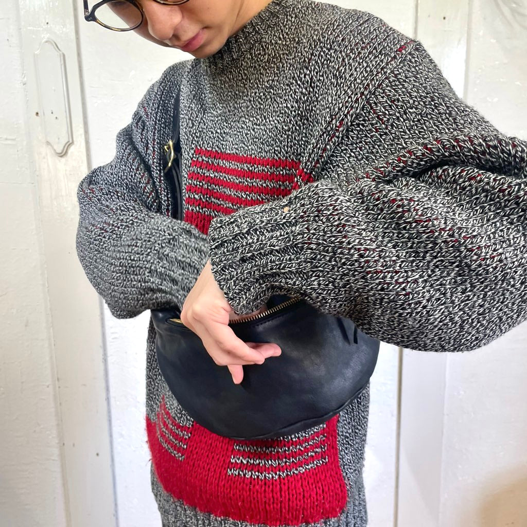 スロウ / SLOW ルボーノ / rubono ファニーパック / fanny pack ウエストポーチ 本革 ブラック 日本製  中古