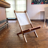 リバイブモブラープロジェクト 不要になった古い家具の木材 から作った組み立て式 アウトドア帆布チェア ローチェア 総無垢材 地球環境にいちばん優しい家具　<i>動画あり</i>