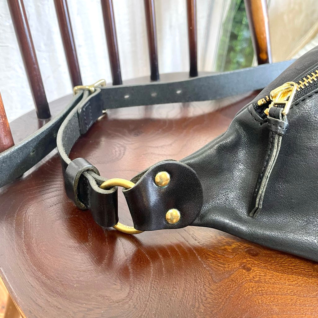 スロウ / SLOW ルボーノ / rubono ファニーパック / fanny pack ウエストポーチ 本革 ブラック 日本製  中古